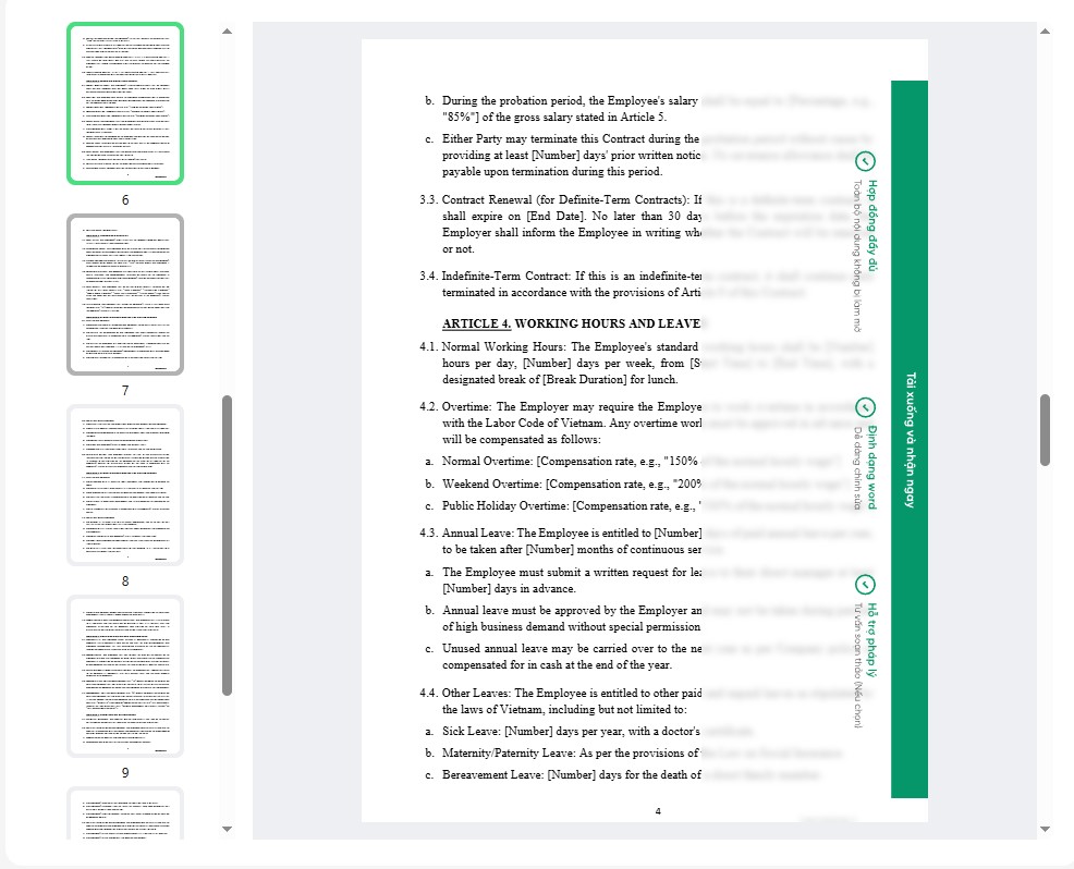 Hợp đồng lao động tiếng anh Employment Contract 2